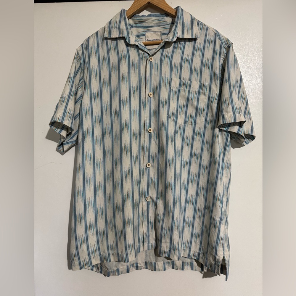 Tommy Bahama Striped Silk blend Men's Shirt Medium